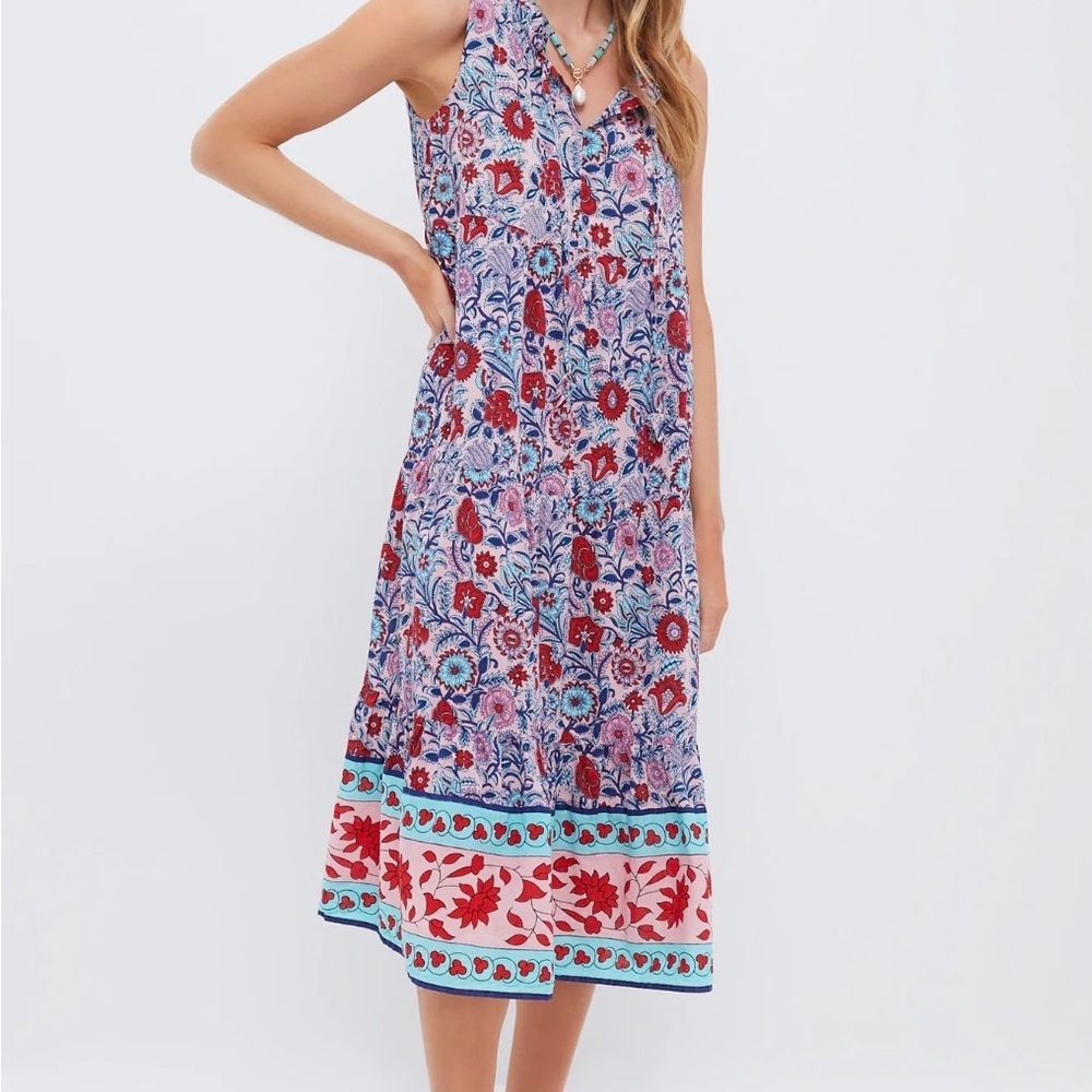 Tuckernuck Red and Blue Floral Midi Dress